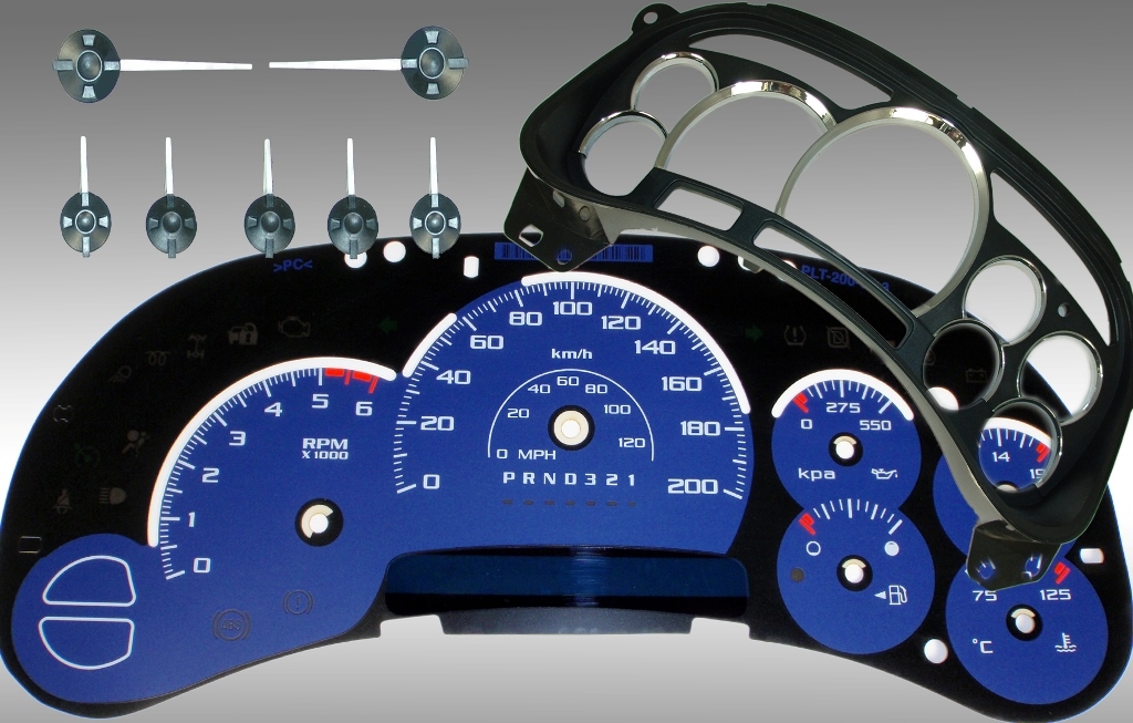 US Speedo White SS Style Gauge Face for GM Clusters 2006 07 1500 Gas LED Edition