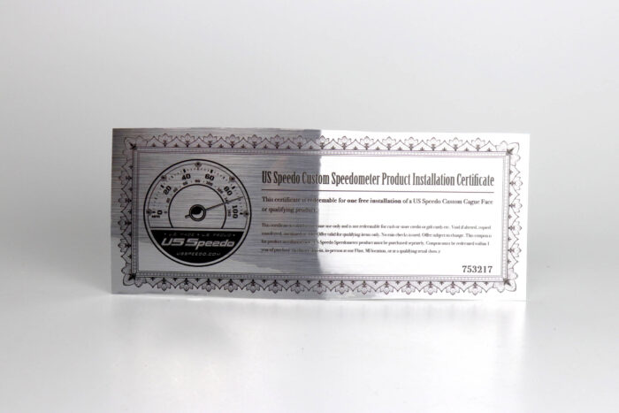 US Speedo Ship-in or On - Site Installation Certificate